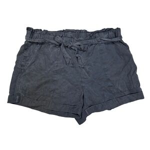 Aerie Charcoal Gray Paperbag Waist Cuffed Lightwight Cuffed Casual Shorts Medium